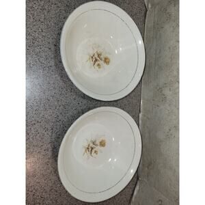 2 Vintage Antique Warranted 22k Gold Rose Large Bowls